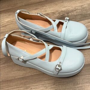 Women's Sz 10 Light Blue strappy Platform Shoes